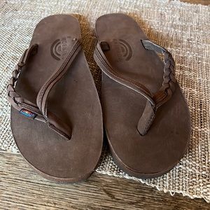 Rainbow flip flops never worn